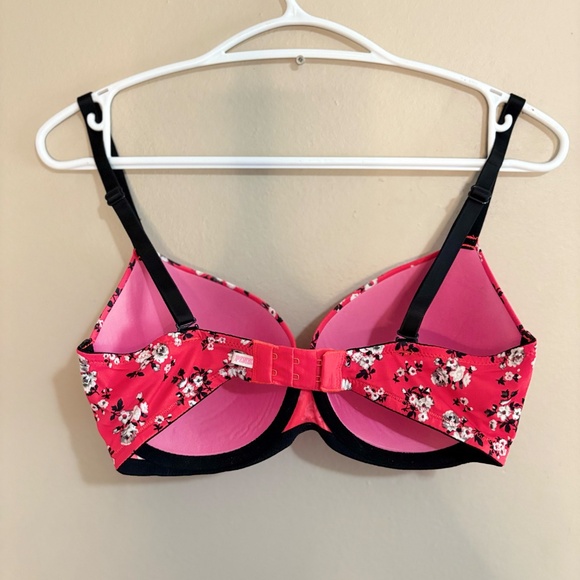 PINK Victoria's Secret Red and Black Florals Bra 32DD - Picture 6 of 11